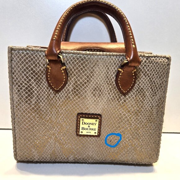 Dooney Bourke Janine python print Leather Mini Tote Satchel Crossbody Bag - Picture 9 of 16